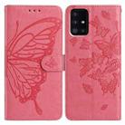 For Samsung Galaxy A51 Butterfly Flutter Pattern Embossed Leather Phone Case(Rose Red) - 1