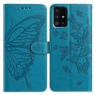 For Samsung Galaxy A51 Butterfly Flutter Pattern Embossed Leather Phone Case(Blue) - 1