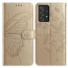For Samsung Galaxy A52 Butterfly Flutter Pattern Embossed Leather Phone Case(Gold) - 1