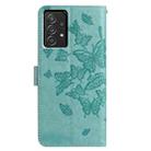 For Samsung Galaxy A52 Butterfly Flutter Pattern Embossed Leather Phone Case(Green) - 3