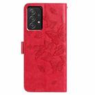 For Samsung Galaxy A52 Butterfly Flutter Pattern Embossed Leather Phone Case(Red) - 3