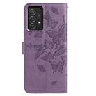 For Samsung Galaxy A52 Butterfly Flutter Pattern Embossed Leather Phone Case(Purple) - 3