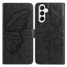 For Samsung Galaxy A55 Butterfly Flutter Pattern Embossed Leather Phone Case(Black) - 1