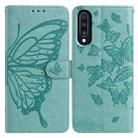 For Samsung Galaxy A70 Butterfly Flutter Pattern Embossed Leather Phone Case(Green) - 1