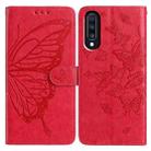 For Samsung Galaxy A70 Butterfly Flutter Pattern Embossed Leather Phone Case(Red) - 1