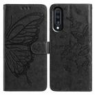 For Samsung Galaxy A70 Butterfly Flutter Pattern Embossed Leather Phone Case(Black) - 1