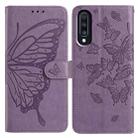 For Samsung Galaxy A70 Butterfly Flutter Pattern Embossed Leather Phone Case(Purple) - 1