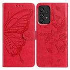 For Samsung Galaxy A72 Butterfly Flutter Pattern Embossed Leather Phone Case(Red) - 1