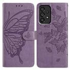 For Samsung Galaxy A72 Butterfly Flutter Pattern Embossed Leather Phone Case(Purple) - 1