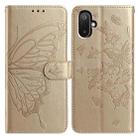 For Samsung Galaxy M05 Butterfly Flutter Pattern Embossed Leather Phone Case(Gold) - 1