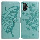 For Samsung Galaxy M05 Butterfly Flutter Pattern Embossed Leather Phone Case(Green) - 1