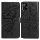 For Samsung Galaxy M05 Butterfly Flutter Pattern Embossed Leather Phone Case(Black) - 1