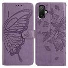 For Samsung Galaxy M05 Butterfly Flutter Pattern Embossed Leather Phone Case(Purple) - 1