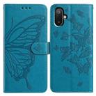 For Samsung Galaxy M05 Butterfly Flutter Pattern Embossed Leather Phone Case(Blue) - 1