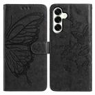 For Samsung Galaxy M16 Butterfly Flutter Pattern Embossed Leather Phone Case(Black) - 1