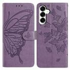 For Samsung Galaxy M16 Butterfly Flutter Pattern Embossed Leather Phone Case(Purple) - 1