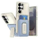 For Samsung Galaxy S23 Ultra 5G Sliding Card Holder Integrated Phone Case with Kickstand(Beige Blue) - 1