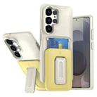 For Samsung Galaxy S24 Ultra 5G Sliding Card Holder Integrated Phone Case with Kickstand(Beige Yellow) - 1