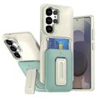 For Samsung Galaxy S24 Ultra 5G Sliding Card Holder Integrated Phone Case with Kickstand(Beige Green) - 1