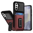 For Samsung Galaxy A36 / A56 5G Sliding Card Holder Integrated Phone Case with Kickstand(Black Red) - 1