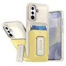 For Samsung Galaxy A55 5G Sliding Card Holder Integrated Phone Case with Kickstand(Beige Yellow) - 1