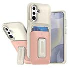For Samsung Galaxy A55 5G Sliding Card Holder Integrated Phone Case with Kickstand(Beige Pink) - 1
