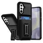 For Samsung Galaxy A55 5G Sliding Card Holder Integrated Phone Case with Kickstand(Black) - 1
