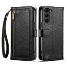 For Samsung Galaxy S23+ 5G ESEBLE E11 Colorful Litchi Pattern Zipper Wallet Leather Phone Case(Black) - 1