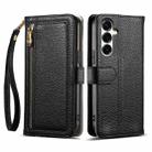 For Samsung Galaxy S23 FE 5G ESEBLE E11 Colorful Litchi Pattern Zipper Wallet Leather Phone Case(Black) - 1