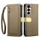 For Samsung Galaxy S23 FE 5G ESEBLE E11 Colorful Litchi Pattern Zipper Wallet Leather Phone Case(Amber Brown) - 1