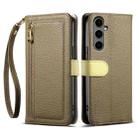 For Samsung Galaxy S24+ 5G ESEBLE E11 Colorful Litchi Pattern Zipper Wallet Leather Phone Case(Amber Brown) - 1