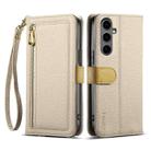For Samsung Galaxy S24+ 5G ESEBLE E11 Colorful Litchi Pattern Zipper Wallet Leather Phone Case(Khaki) - 1