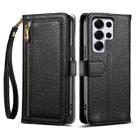 For Samsung Galaxy S25 Ultra 5G ESEBLE E11 Colorful Litchi Pattern Zipper Wallet Leather Phone Case(Black) - 1