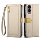 For Samsung Galaxy S25 Edge 5G ESEBLE E11 Colorful Litchi Pattern Zipper Wallet Leather Phone Case(Khaki) - 1