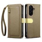 For Samsung Galaxy S25 FE 5G ESEBLE E11 Colorful Litchi Pattern Zipper Wallet Leather Phone Case(Amber Brown) - 1