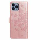 For iPhone 12 Pro Max Butterfly Flutter Pattern Embossed Leather Phone Case(Rose Gold) - 3