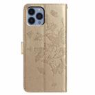 For iPhone 12 Pro Max Butterfly Flutter Pattern Embossed Leather Phone Case(Gold) - 3