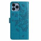 For iPhone 12 Pro Max Butterfly Flutter Pattern Embossed Leather Phone Case(Blue) - 3