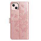 For iPhone 13 mini Butterfly Flutter Pattern Embossed Leather Phone Case(Rose Gold) - 3