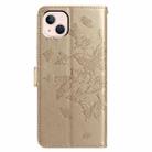 For iPhone 13 mini Butterfly Flutter Pattern Embossed Leather Phone Case(Gold) - 3