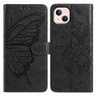 For iPhone 13 mini Butterfly Flutter Pattern Embossed Leather Phone Case(Black) - 1