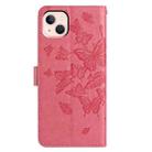 For iPhone 13 mini Butterfly Flutter Pattern Embossed Leather Phone Case(Rose Red) - 3