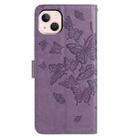For iPhone 13 mini Butterfly Flutter Pattern Embossed Leather Phone Case(Purple) - 3
