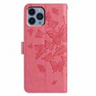 For iPhone 13 Pro Butterfly Flutter Pattern Embossed Leather Phone Case(Rose Red) - 3