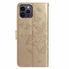 For iPhone 14 Pro Max Butterfly Flutter Pattern Embossed Leather Phone Case(Gold) - 3