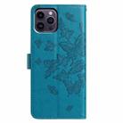 For iPhone 14 Pro Max Butterfly Flutter Pattern Embossed Leather Phone Case(Blue) - 3