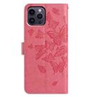 For iPhone 14 Pro Max Butterfly Flutter Pattern Embossed Leather Phone Case(Rose Red) - 3