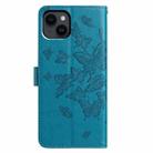 For iPhone 14 Butterfly Flutter Pattern Embossed Leather Phone Case(Blue) - 3