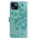 For iPhone 14 Butterfly Flutter Pattern Embossed Leather Phone Case(Green) - 3