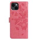 For iPhone 14 Butterfly Flutter Pattern Embossed Leather Phone Case(Rose Red) - 3